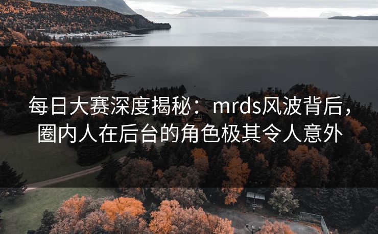 每日大赛深度揭秘：mrds风波背后，圈内人在后台的角色极其令人意外