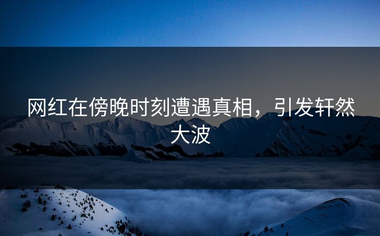 网红在傍晚时刻遭遇真相，引发轩然大波