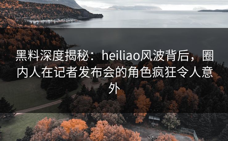 黑料深度揭秘：heiliao风波背后，圈内人在记者发布会的角色疯狂令人意外