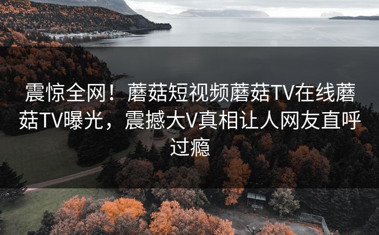 震惊全网！蘑菇短视频蘑菇TV在线蘑菇TV曝光，震撼大V真相让人网友直呼过瘾