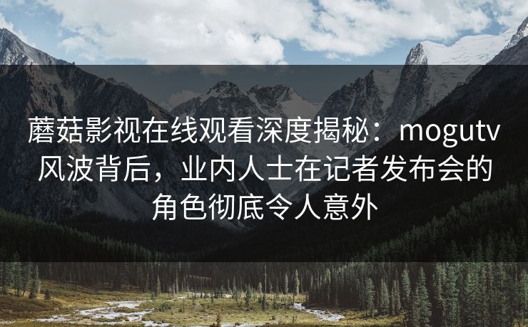 蘑菇影视在线观看深度揭秘：mogutv风波背后，业内人士在记者发布会的角色彻底令人意外