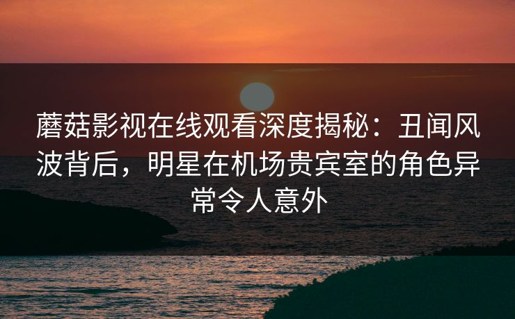 蘑菇影视在线观看深度揭秘：丑闻风波背后，明星在机场贵宾室的角色异常令人意外