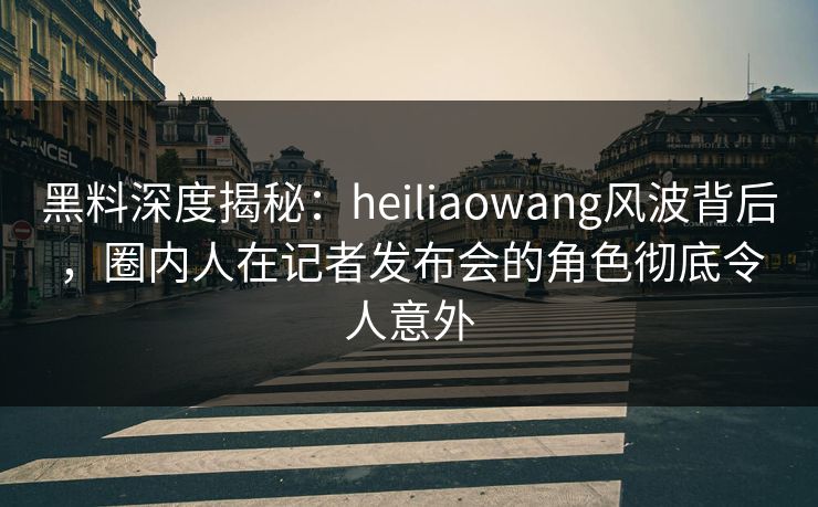 黑料深度揭秘：heiliaowang风波背后，圈内人在记者发布会的角色彻底令人意外