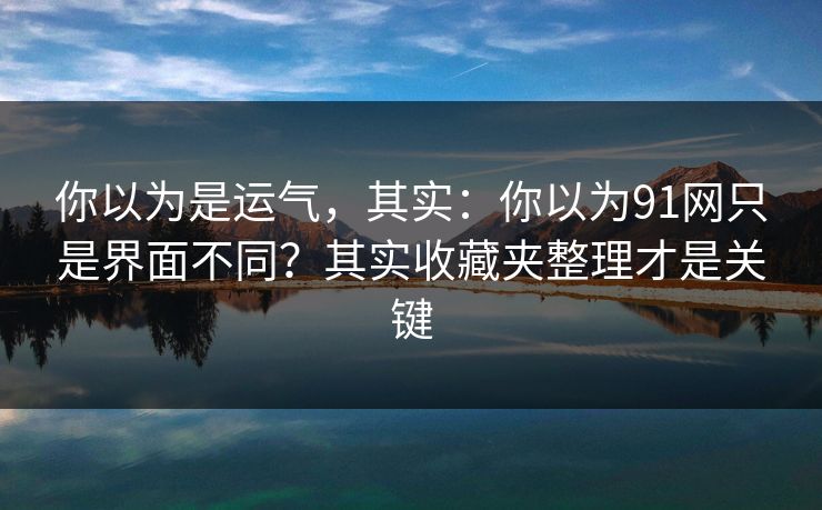 你以为是运气，其实：你以为91网只是界面不同？其实收藏夹整理才是关键